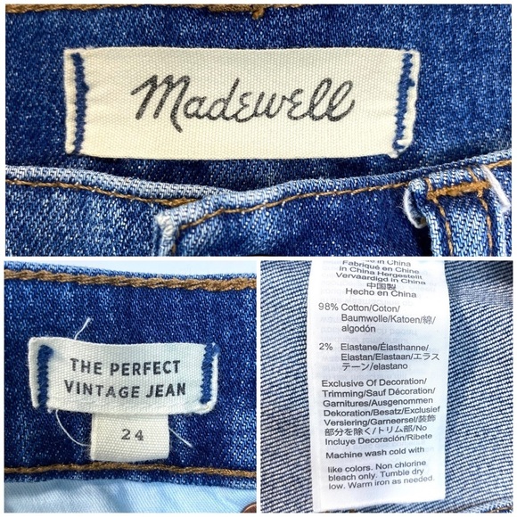MADEWELL The Perfect Vintage Jeans Comfort Stretch Edition Size 24 Style #J8861 - Picture 6 of 11